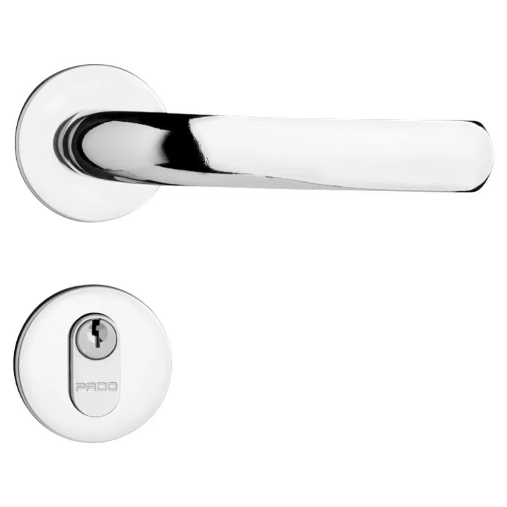 Fechadura Externa com Roseta Redonda Concept Cromada Pado